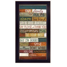"Our Family Rules" By Marla Rae, Printed Wall Art, Ready To Hang Framed Poster, Black Frame