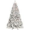 4ft Pre-lit Flocked Christmas Tree with 150 UL Lights & 21 Pine Cones & 366 Tips Snow Frosted Artificial Xmas Tree