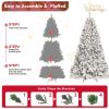 4ft Pre-lit Flocked Christmas Tree with 150 UL Lights & 21 Pine Cones & 366 Tips Snow Frosted Artificial Xmas Tree