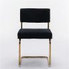 Furniture,Modern Dining Chairs with Corduroy Fabric,Gold Metal Base, Armless Kitchen Chairs with Channel Tufting, Side Chairs, Set of 2, Black