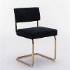 Furniture,Modern Dining Chairs with Corduroy Fabric,Gold Metal Base, Armless Kitchen Chairs with Channel Tufting, Side Chairs, Set of 2, Black