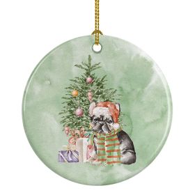 French Bulldog Black #2 Christmas Presents and Tree Ceramic Ornament Christmas Tree Hanging Decorations for Home Christmas Holiday, Party, Gift, 3 in