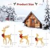 3pcs 54*38*122cm 30.00V 3.60W Family Elk Golden Iron Frame Cotton Thread Green Onion Powder Courtyard Elk Christmas Decoration