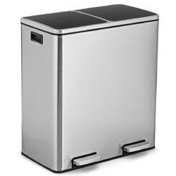 16 Gallon Dual Step Trash Can Recycling Double Bucket Pedal