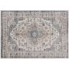 HOMCOM 5x7 Area Rug, Vintage Machine Washable Rug, Non-Slip Carpet for Living Room, Bedroom, Dining Room, Brown & Light Blue