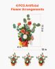 VEVOR Standing Artificial Flowers Arrangements 4 PCS, 17.5-Inch Tall Faux Flower Decorations for Wedding Aisle Runner Chair
