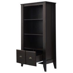 3 Shelf Adjustable Antique Organizer Bookcase with 2 Drawers